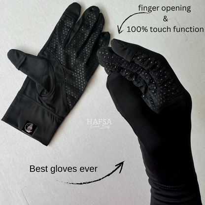 Touch gloves with opening